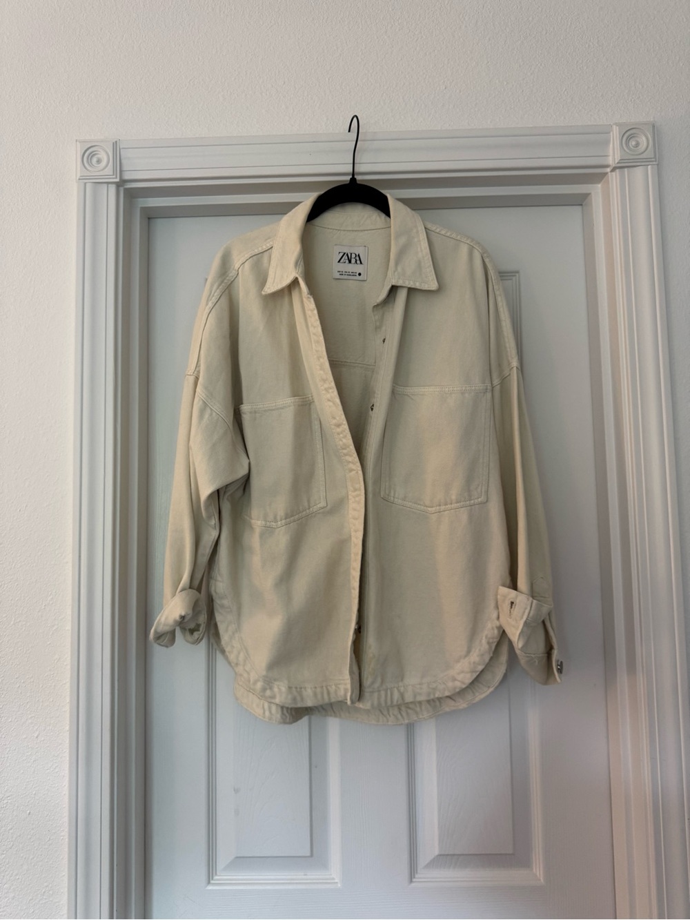 Zara Light Cream Utility Shirt Jacket